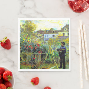 Servilleta De Papel Pintura de Monet en su jardín en Argenteuil