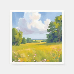 Servilleta De Papel Pintura de paisaje de naturaleza de prado verde ex
