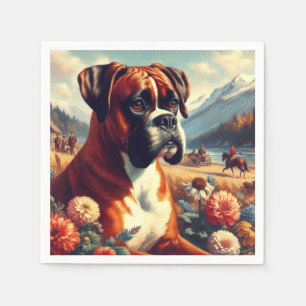 Servilleta De Papel Pintura de perro de Boxer de época