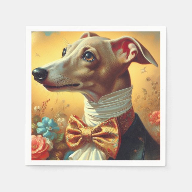 Servilleta De Papel Pintura de perro de Greyhound de Italia (Anverso)