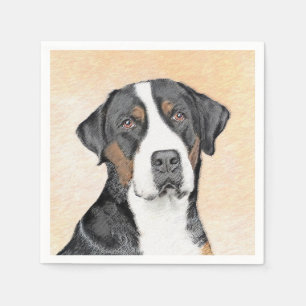 Servilleta De Papel Pintura de perro de la montaña suiza - Arte origi