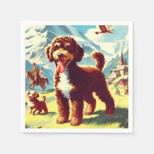 Servilleta De Papel Pintura de perro de ladrillo vintage Lagotto Romag