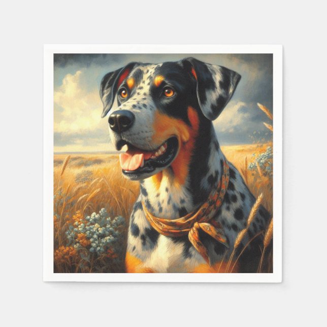Servilleta De Papel Pintura de perro de leopardo de Catahoula (Anverso)