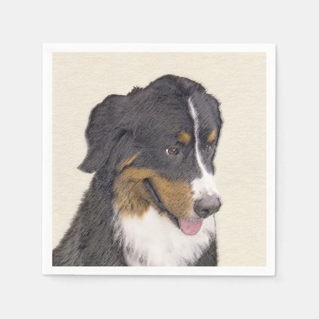 Servilleta De Papel Pintura de perro de montaña de Bernese - Arte de p (Anverso)