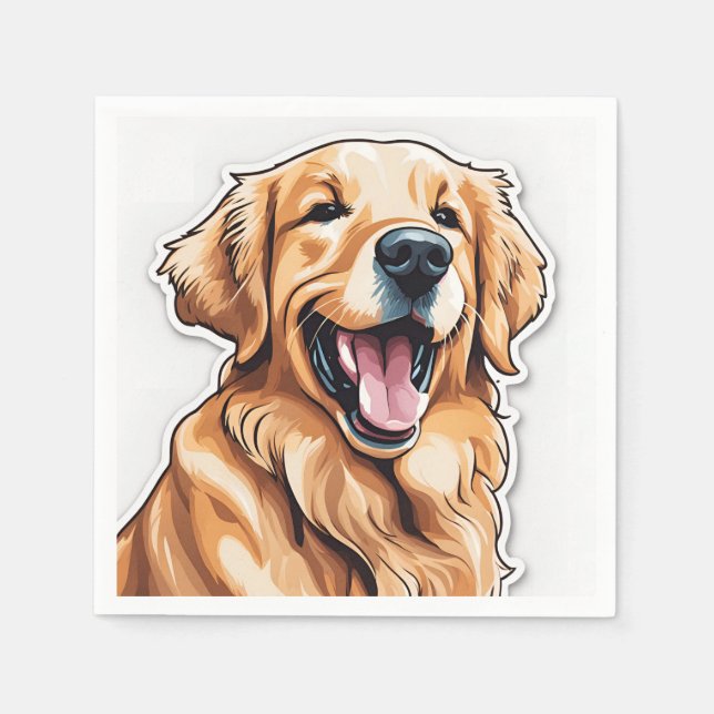 Servilleta De Papel Pintura de Perro Retriever Dorado (Anverso)