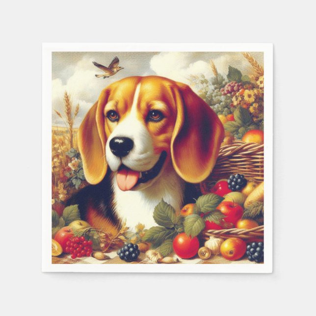 Servilleta De Papel Pintura de pimienta beagle de época (Anverso)