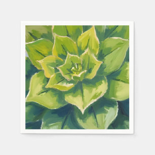 Servilleta De Papel Pintura de planta suculenta verde