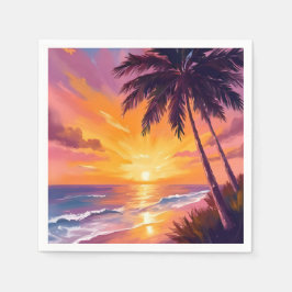 Servilleta De Papel Pintura de puesta de sol en la playa de Hawái Viaj