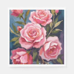 Servilleta De Papel Pintura de ramo de rosas rosadas sonrojadas