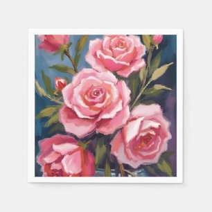Servilleta De Papel Pintura de ramo de rosas rosadas sonrojadas
