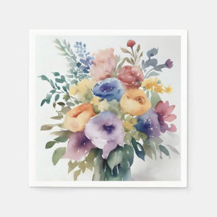 Servilleta De Papel Pintura de ramo floral en acuarela