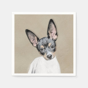 Servilleta De Papel Pintura de Rat Terrier - Arte Perro Original.