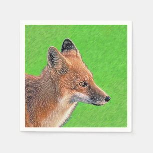 Servilleta De Papel Pintura de Red Fox - Arte de vida salvaje original