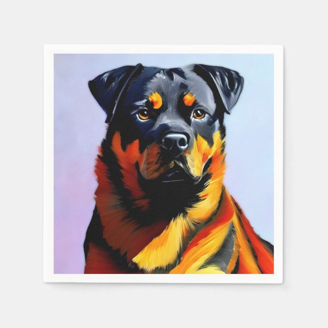 Servilleta De Papel Pintura de Rottweiler (Anverso)
