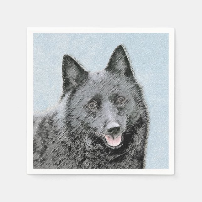 Servilleta De Papel Pintura de Schipperke - Arte Perro Original Cuto (Anverso)