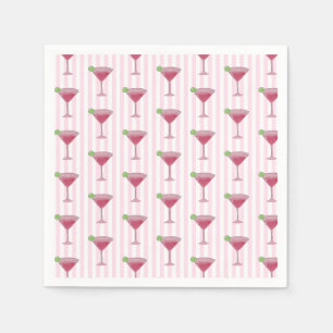Servilleta De Papel Pintura de vaso de Martini franja rosa náutica