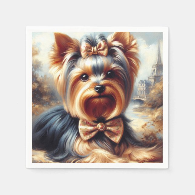Servilleta De Papel Pintura de Yorkshire Terrier (Anverso)