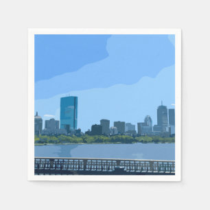 Servilleta De Papel Pintura del horizonte de Boston río Charles