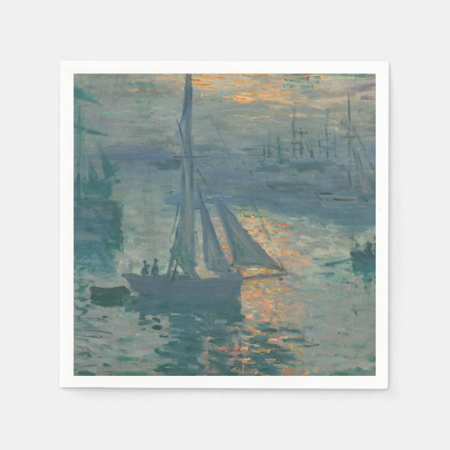 Servilleta De Papel Pintura del Impresionismo Marítimo Monet Sunrise (Anverso)