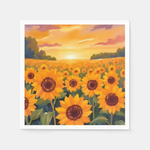 Servilleta De Papel Pintura del paisaje del atardecer del campo de gir