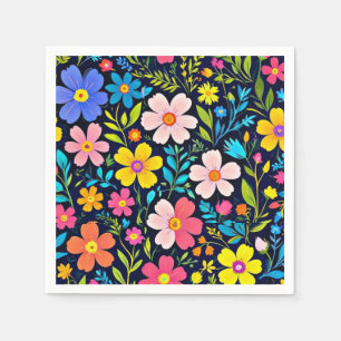 Servilleta De Papel Pintura digital floral patrón de flores