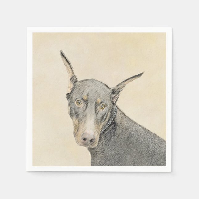 Servilleta De Papel Pintura Doberman Pinscher - Original Dog Art (Anverso)