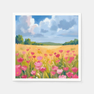 Servilleta De Papel Pintura en Acuarela de Campo Floral de Flores Silv