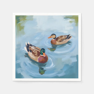 Servilleta De Papel Pintura en Acuarela de Estanque de Patos