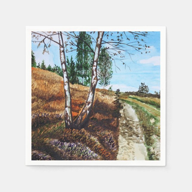 Servilleta De Papel pintura en acuarela de otoño (Anverso)