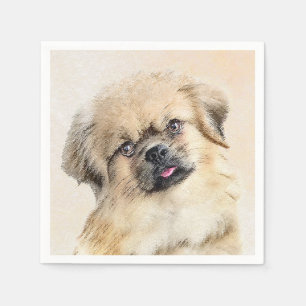 Servilleta De Papel Pintura española tibetana - Arte de perro origina