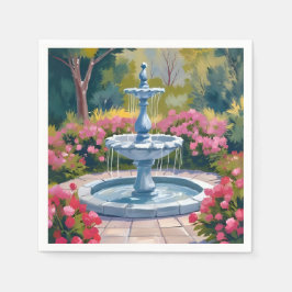 Servilleta De Papel Pintura floral de fuente de jardín