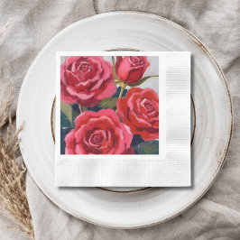 Servilleta De Papel Pintura floral de rosas rojas