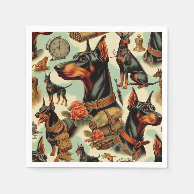 Servilleta De Papel Pintura inmaculada Doberman (Anverso)