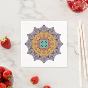 Servilleta De Papel Pintura manual de la cara 1 del reloj de Mandala