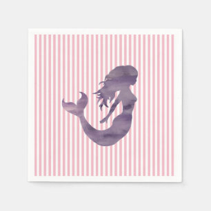 Servilleta De Papel Pintura púrpura de silueta de sirena