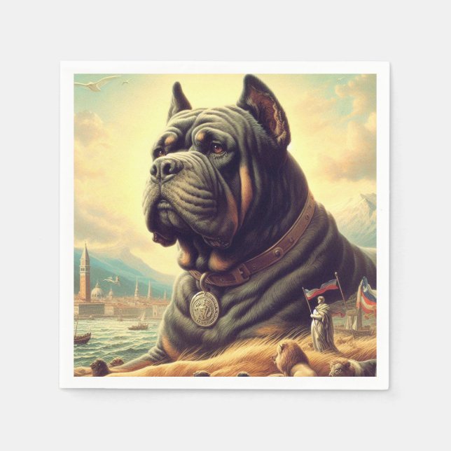 Servilleta De Papel Pintura Retro Cane Corso (Anverso)