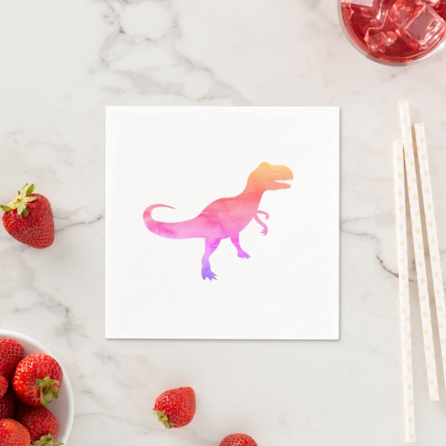 Servilleta De Papel Pintura rosa Dinosaurios Silhouette Trex (In situ)