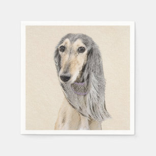 Servilleta De Papel Pintura Saluki (Amanecer) - Arte Perro Original.