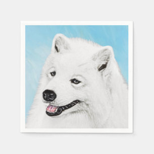 Servilleta De Papel Pintura Samoyed - Arte Perro Original Cuto