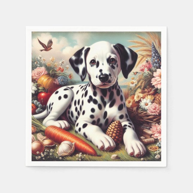 Servilleta De Papel Pintura vintage cúta dálmata (Anverso)