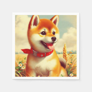 Servilleta De Papel Pintura vintage de Shiba Inu