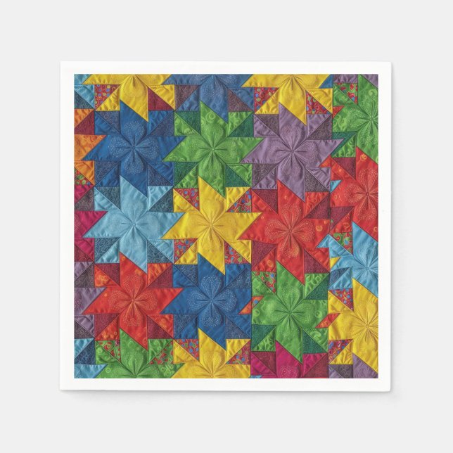 Servilleta De Papel Pinwheel Patchwork Quilt Pattern (Anverso)