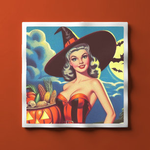 Servilleta De Papel Pinza de bruja retro halloween