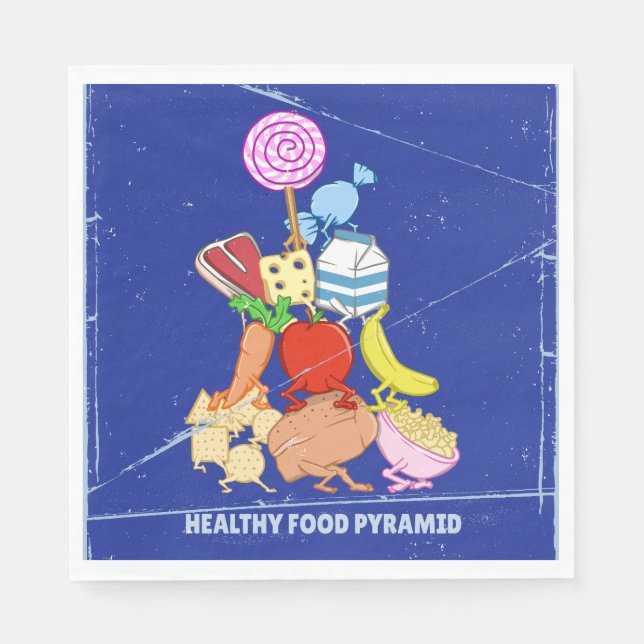 Servilleta De Papel Pirámide de alimentos saludables ilustración de di (Anverso)