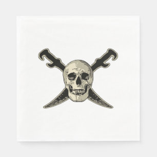 Servilleta De Papel Pirata (cráneo) - siesta estándar blanca del pap