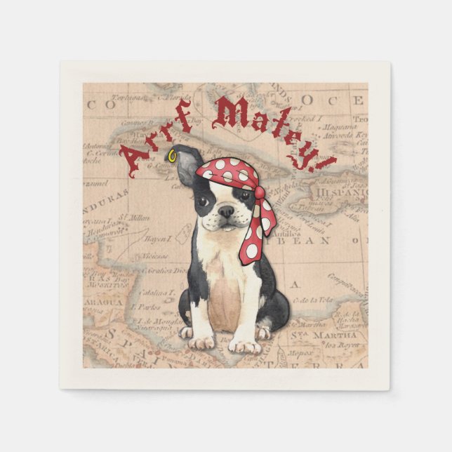 Servilleta De Papel Pirata de Boston Terrier (Anverso)