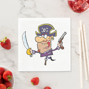 Servilleta De Papel Pirata de dibujos animados con espada y pistola