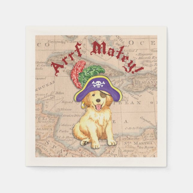 Servilleta De Papel Pirata de Golden Retriever (Anverso)