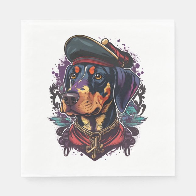 Servilleta De Papel Pirata de perro de Dobermann (Anverso)