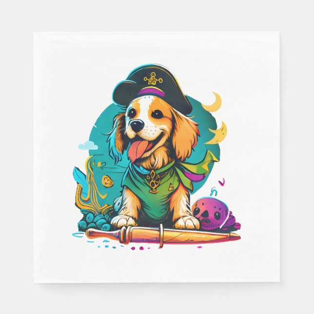 Servilleta De Papel Pirata de perro de Golden Retriever (Anverso)